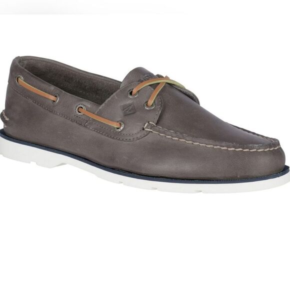 Sperry Men's Leeward Nautical Cross Lace Boat Shoe Size 8 in Grey NWT in packagi - Picture 1 of 13